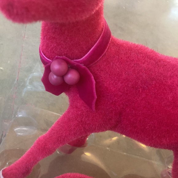 NWT holiday time TWO flocked dear hot pink - Picture 5 of 5